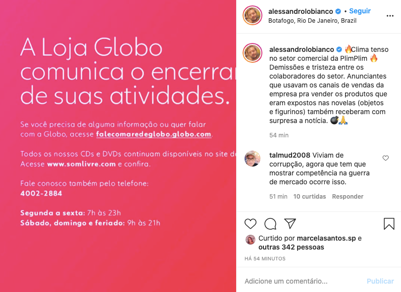 Alessandro Lo Bianco falou sobre a falência da Globo (Foto: reprodução)