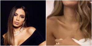 Anitta deixou toalha cair em vídeo no Twitter - Foto: Montagem