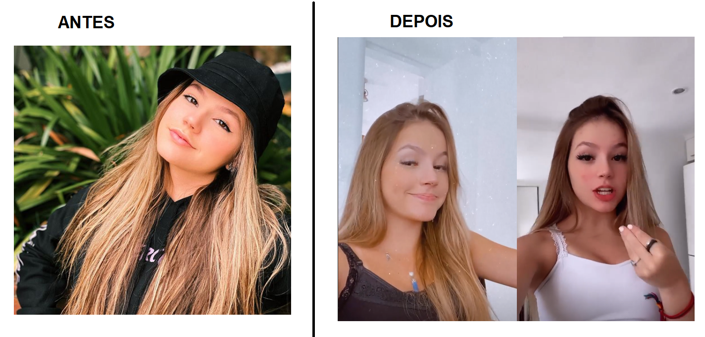 Antes e depois da atriz (Foto: Reprodução)