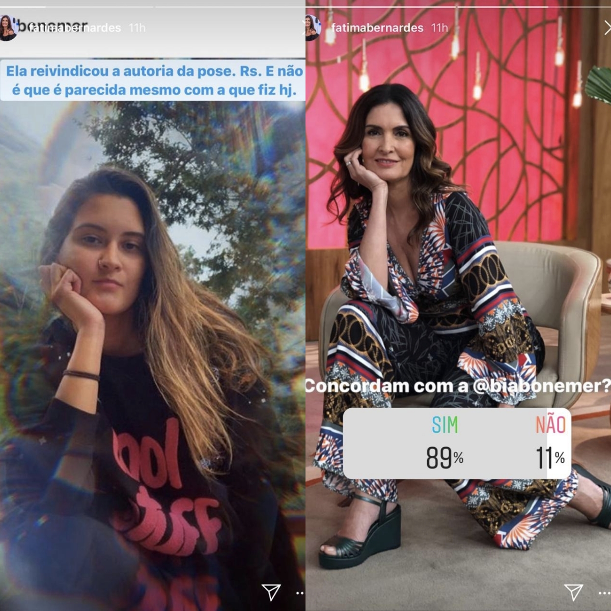 Fátima Bernardes em seus stories (Foto: reprodução/Instagram)