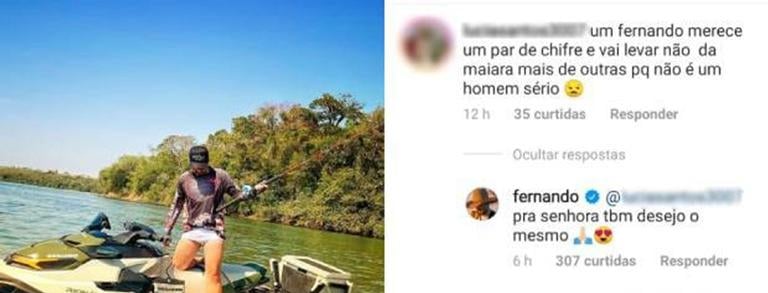 Fã revoltada diz que Fernando merece um par de chifres e cantor reage - (Reprodução/ Instagram)