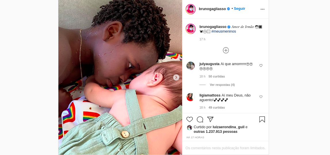 Bruno Gagliasso encantou ao publicar foto dos herdeiros nas redes sociais (Foto: Reprodução/ Instagram)