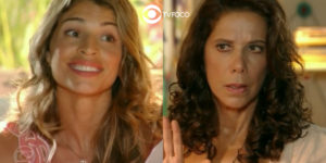 Lindaura (Angela Vieira) se impressiona com novidade da filha em Flor do Caribe (Foto: Montagem/TV Foco/Reprodução/Globo)