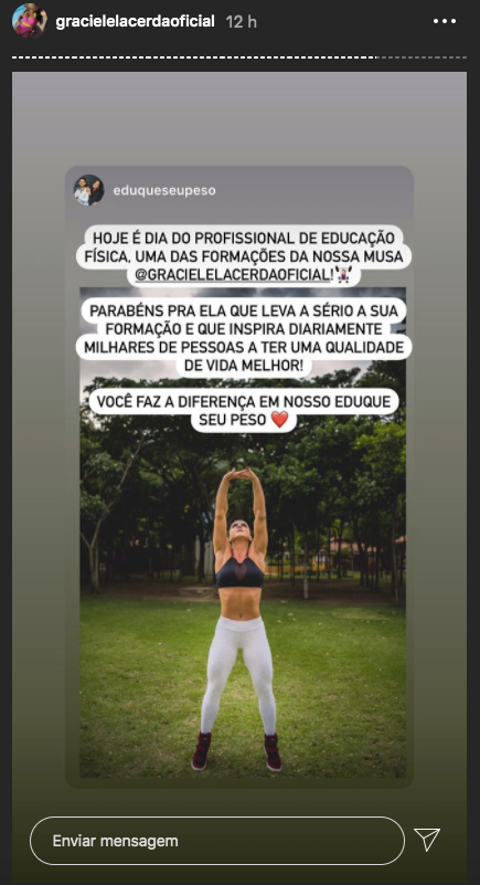 Graciele Lacerda em seus stories (Foto: reprodução/Instagram)