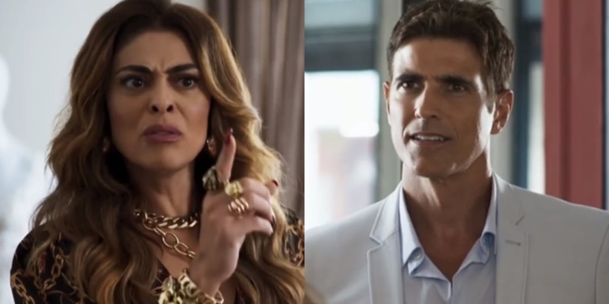 Juliana Paes e Reynaldo Gianecchin em A Dona do Pedaço; atores estão de volta na reprise de Laços de Família (Foto: Reprodução/Globo/Montagem/TV Foco)