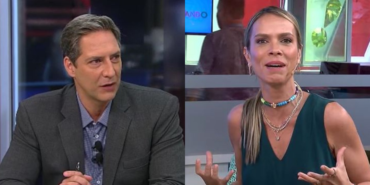 Luís Ernesto Lacombe e Lígia Mendes no "Opinião no Ar" e no "Tricotando" de hoje (Foto: Reprodução/RedeTV!)