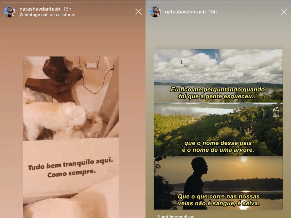 Natasha Dantas, esposa de William Bonner, em seus stories (Foto: reprodução/Instagram)