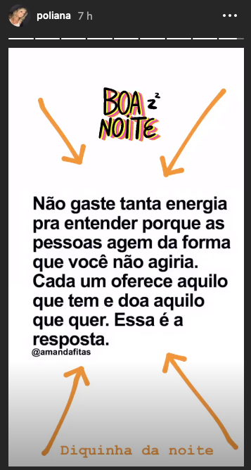 Poliana Rocha em seus stories (Foto: reprodução/Instagram)