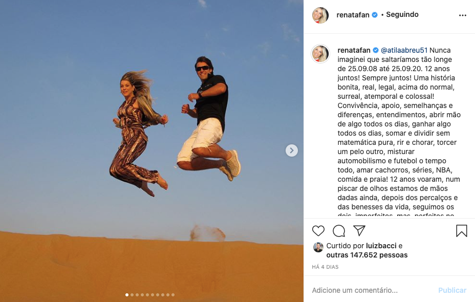 Renata Fan se declarou para o namorado (Foto: reprodução)