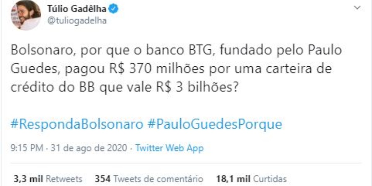 Túlio Gadêlha compartilhou post polêmico (Foto: Reprodução/Twitter)