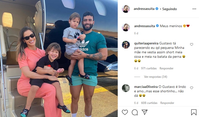 última publicação de Andressa Suita com Gusttavo Lima (Foto: Reprodução)