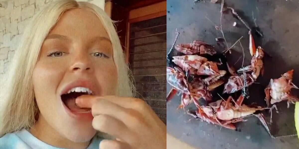 cantora Luísa Sonza come grilos durante viagem ao México (Foto: Reprodução)