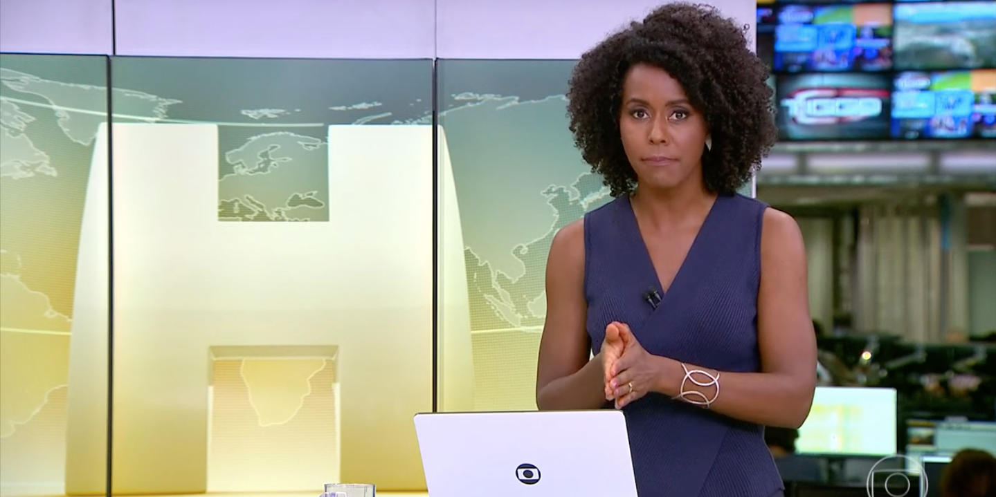 Maju Coutinho no comando do 'Jornal Hoje' (Foto: reprodução/Globo)