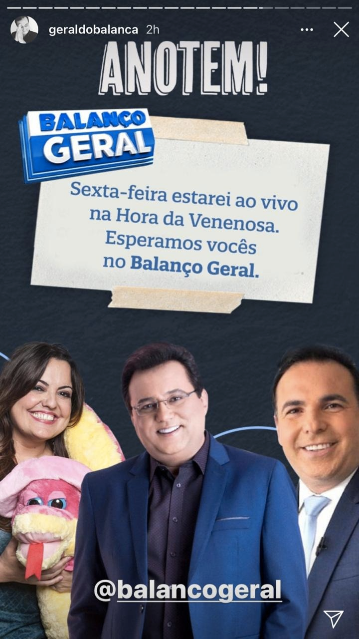 Geraldo Luís retornará ao 'Balanço Geral' (Foto: reprodução)