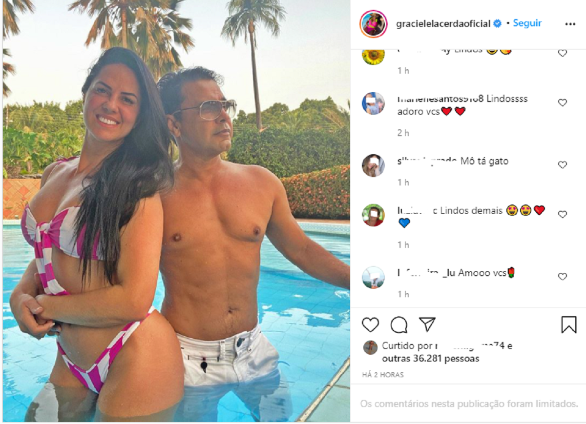 Zezé di Camargo e Graciele curtiram a piscina nesse calorão (Foto: Reprodução)