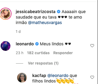 Leonardo aproveitou a oportunidade para se declarar aos dois filhos 