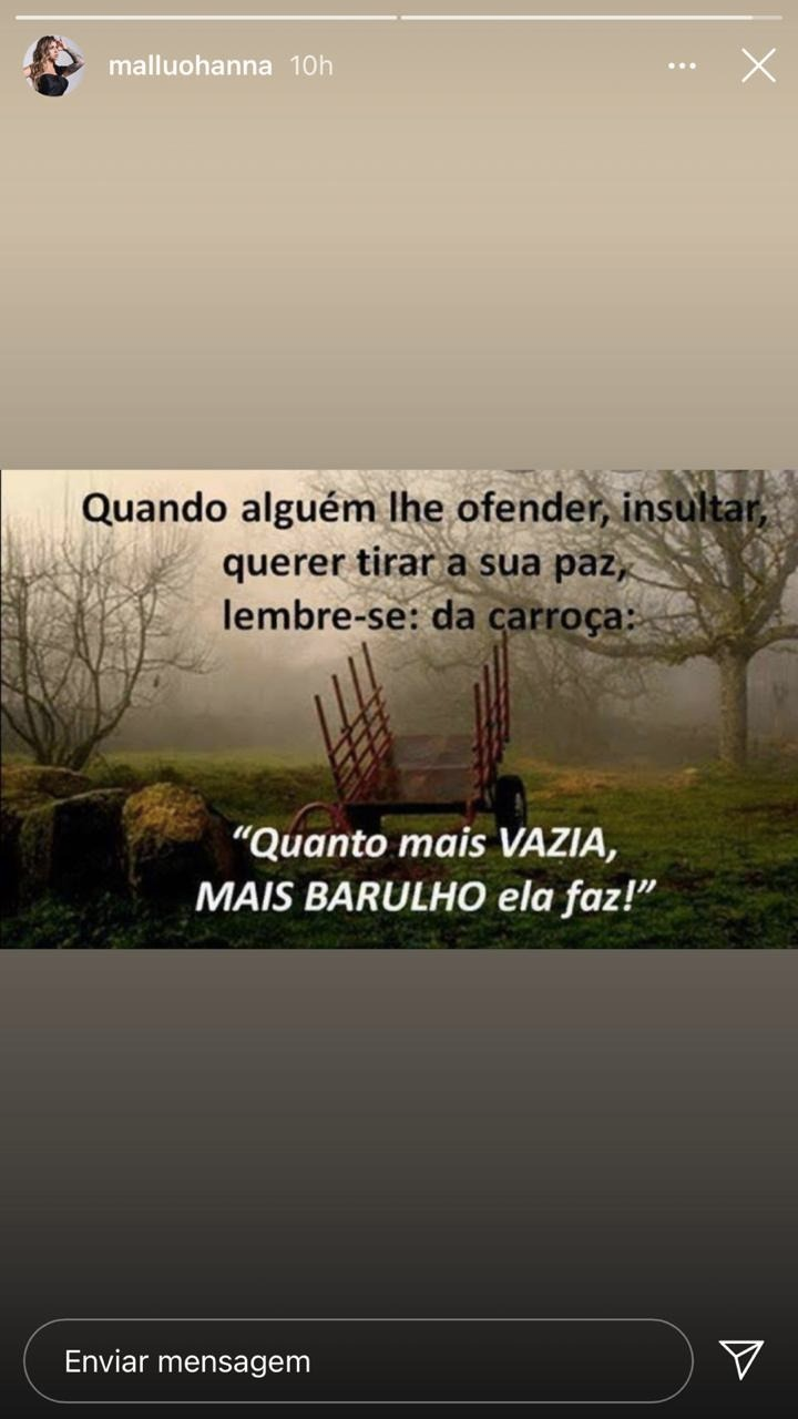 Mallu Ohanna via stories (Foto: reprodução/Instagram)