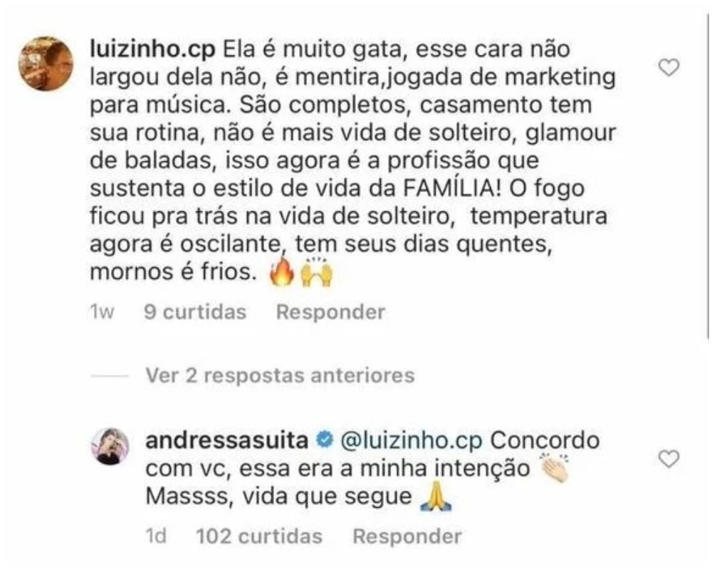 Andressa Suita usou as redes sociais para responder um internauta (Foto: Reprodução)