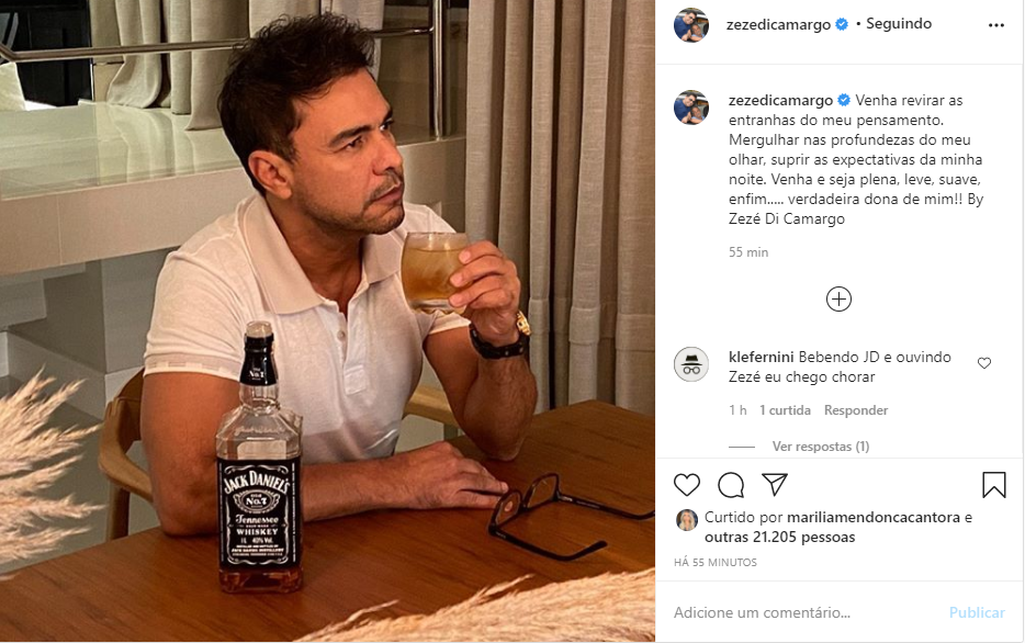 Zezé Di Camargo faz pose nas redes sociais e chama a atenção com poesia (Foto: Reprodução)