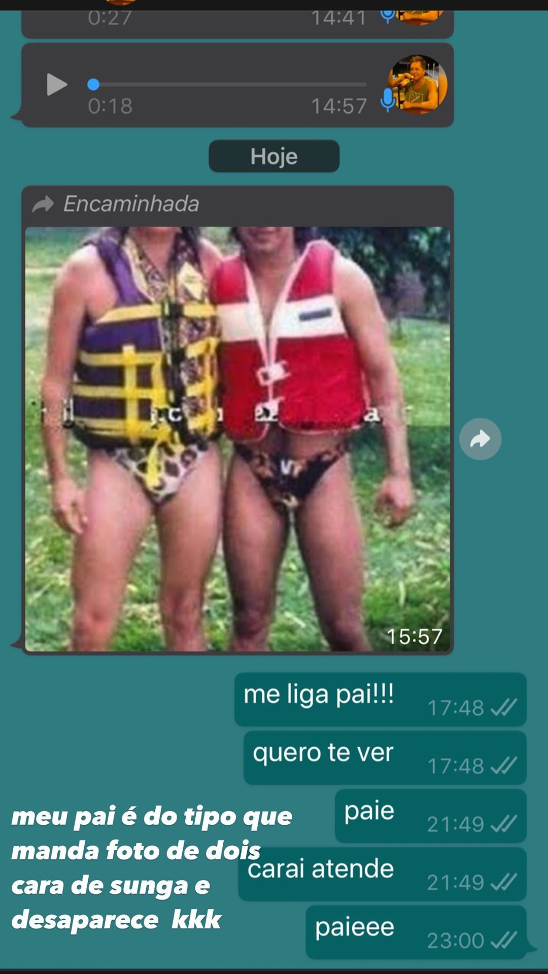 Print da conversa de João Guilherme com o pai Leonardo (Foto: reprodução).