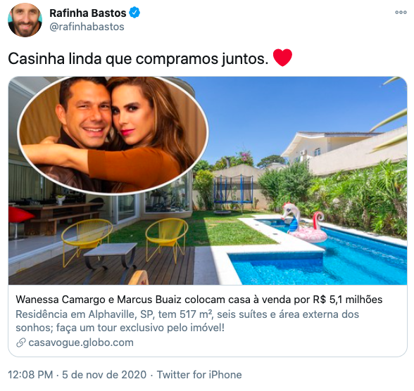 Wanessa Camargo vende mansão (Reprodução: Twitter) 