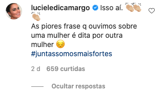 Luciele Di Camargo apoia mensagem de Zilu Camargo (Reprodução: Instagram) 