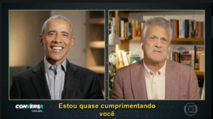 Bial entrevistou Barack Obama nas madrugadas da Globo (Foto reprodução)