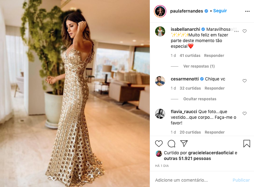 Paula Fernandes em vestido para o Grammy Latino (Foto: reprodução Instagram).