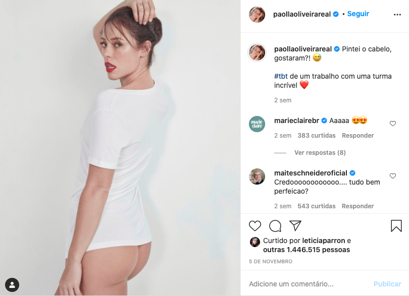 Paolla Oliveira arrebenta em clique nas redes sociais (Reprodução) 