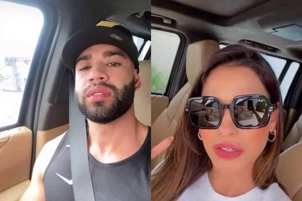 Andressa Suita e Gusttavo Lima dentro do carro (Reprodução)