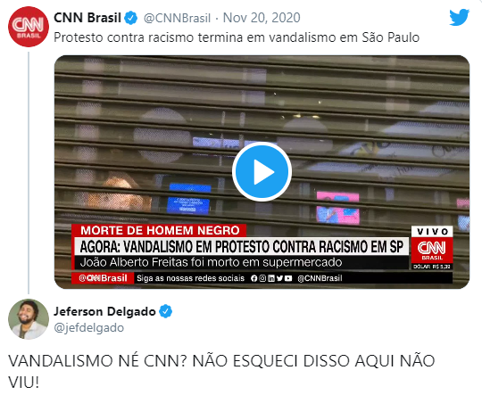 CNN Brasil foi atacada após chamar protesto de vandalismo (Foto: Reprodução)