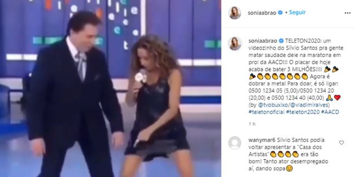 Silvio Santos em registro com Daniela Mercury no Teleton (Foto: Reprodução/Instagram)