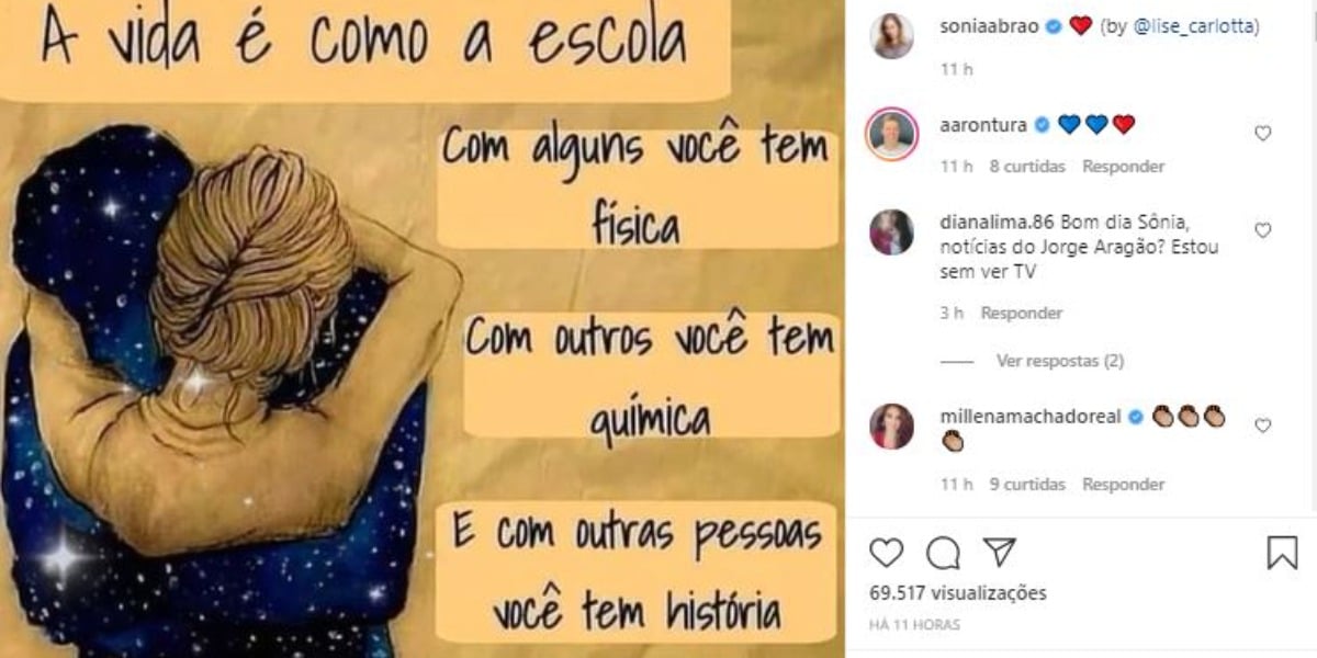 Sonia Abrão compartilhou postagem romântica (Foto: Reprodução/Instagram)