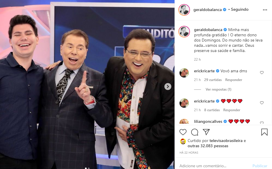 Geraldo Luís posta declaração para comemorar aniversário de Silvio Santos (Foto: Reprodução)