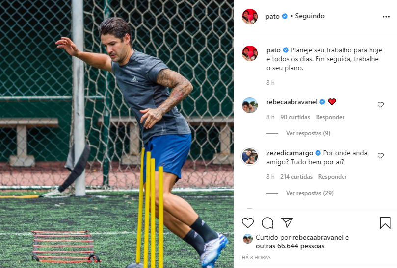 Pato mostrou que segue treinando mesmo sem ter time para jogar futebol (Foto: Reprodução)