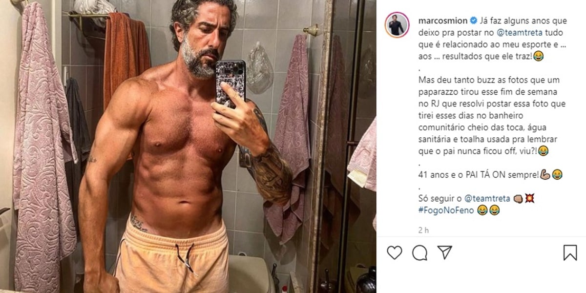 Marcos Mion, após flagra em público, tem foto íntima no banheiro vazada