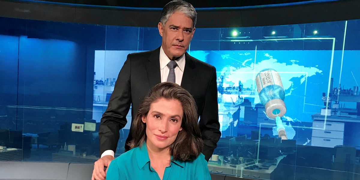 William Bonner e Renata Vasconcellos nos estúdios do "Jornal Nacional" (Foto: Reprodução/TV Globo)