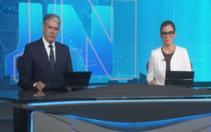 Renata Vasconcellos e William Bonner na bancada do Jornal Nacional (Foto: Divulgação)