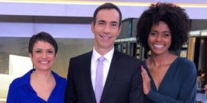 Sandra Annenberg, Cesar Tralli e Maju Coutinho nos bastidores do 