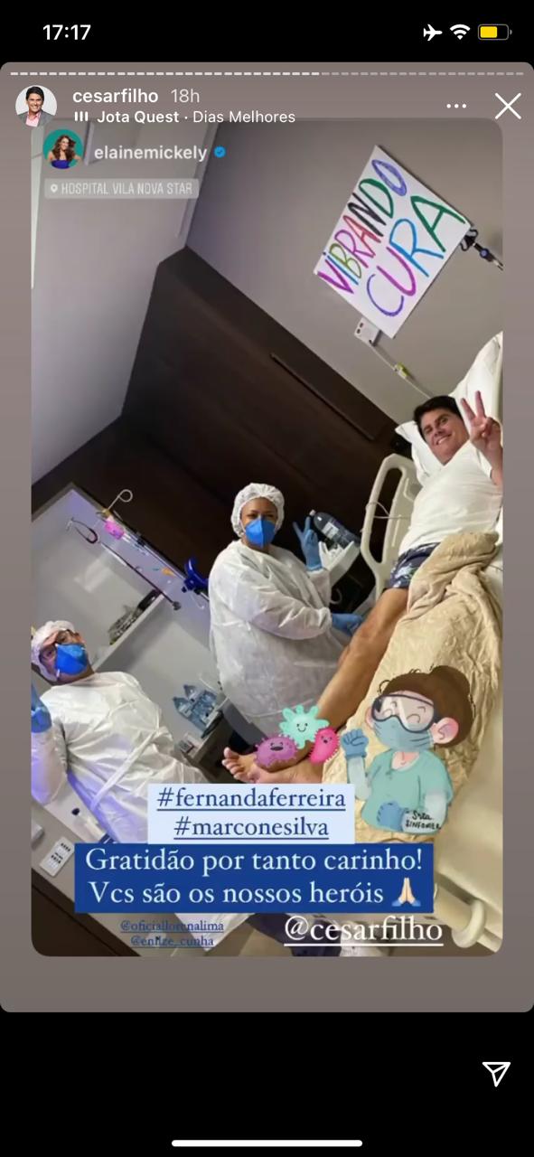 César Filho aparece em cama de hospital (Foto: Reprodução / Instagram)