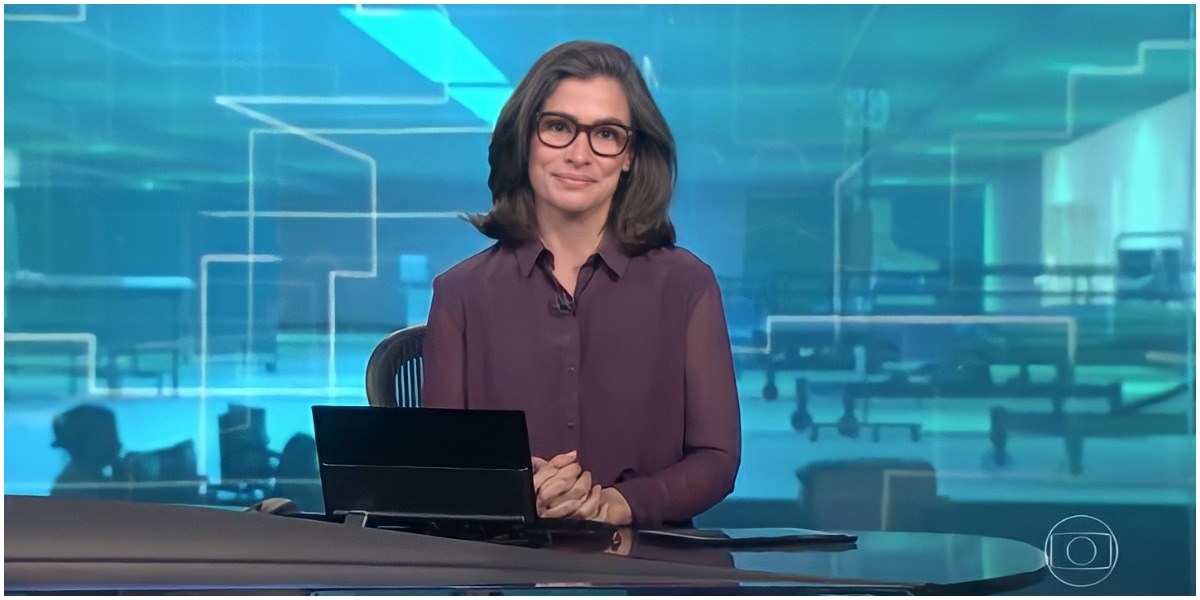 Renata Vasconcellos se emocionou no Jornal Nacional (Foto: Reprodução)