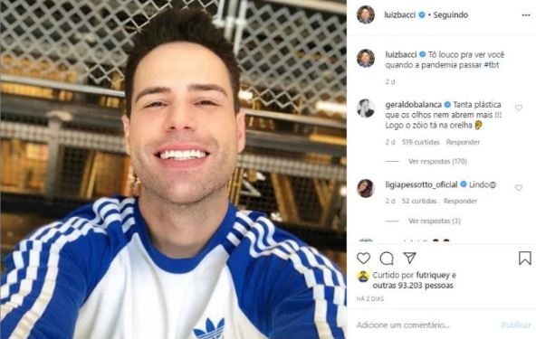 Luiz Bacci confirma relacionamento em legenda nas redes sociais (Reprodução)