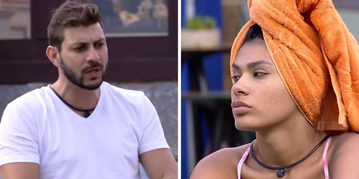 Caio e Pocah durante conversa sobre Juliette no BBB21 (Foto: Reprodução/Globo)