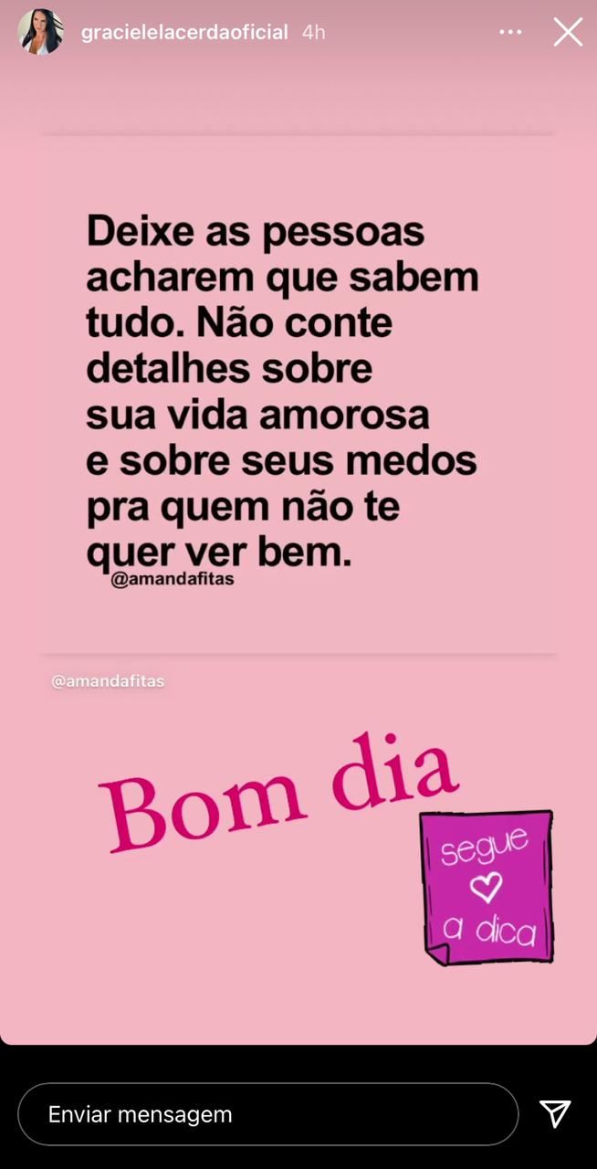 Graciele Lacerda via Instagram stories (Foto: Reprodução)