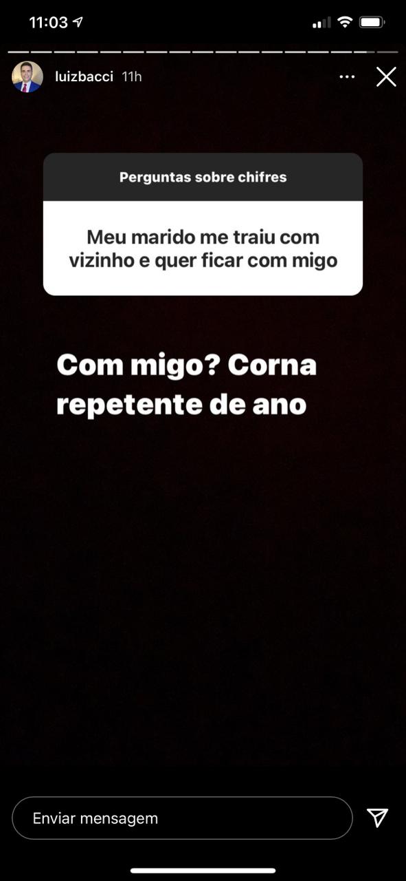 Luiz Bacci foi surpreendido com mensagem de fã (Foto: Reprodução/Instagram)