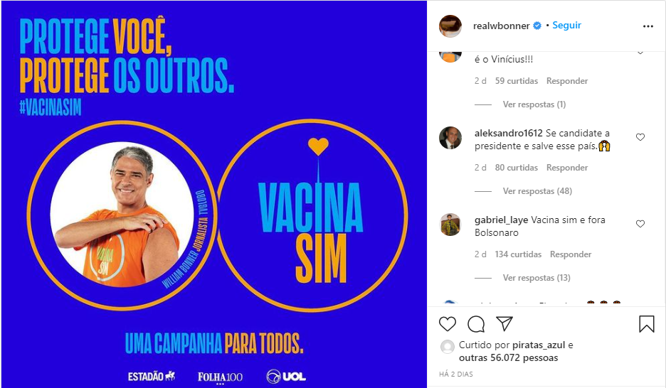 William Bonner voltou as redes sociais e público brincou com ele sendo candidato a presidência (Foto: Reprodução)