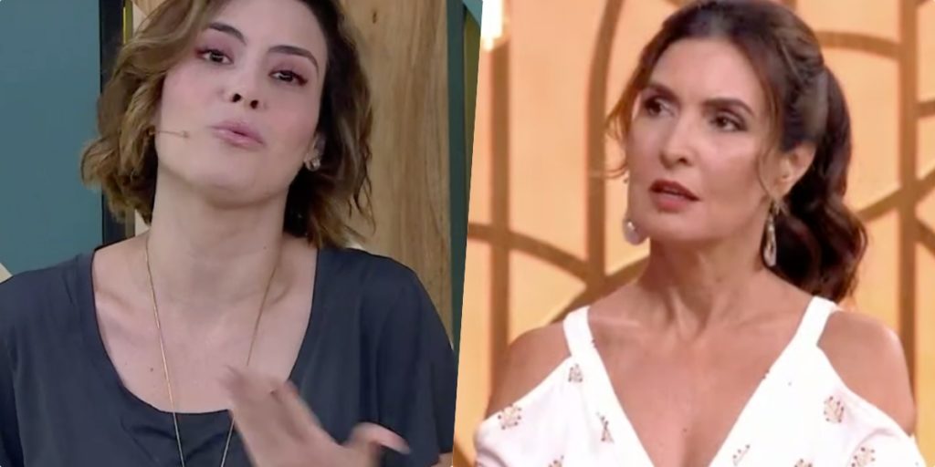 Fátima Bernardes precisou acalmar Michelle Loreto que perdeu o chão ao vivo na Globo (Foto reprodução)