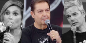 Faustão ficou emocionado com homenagem no Domingão (Foto reprodução)