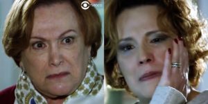 Iná (Nicette Bruno) briga e bate na filha Eva (Ana Beatriz Nogueira) em A Vida da Gente (Foto: Montagem/TV Foco/Reprodução/Globo)