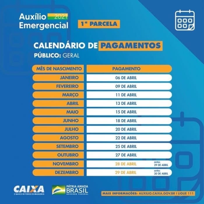 Calendário de Pagamento também sofreu algumas alterações (Imagem: Reprodução)